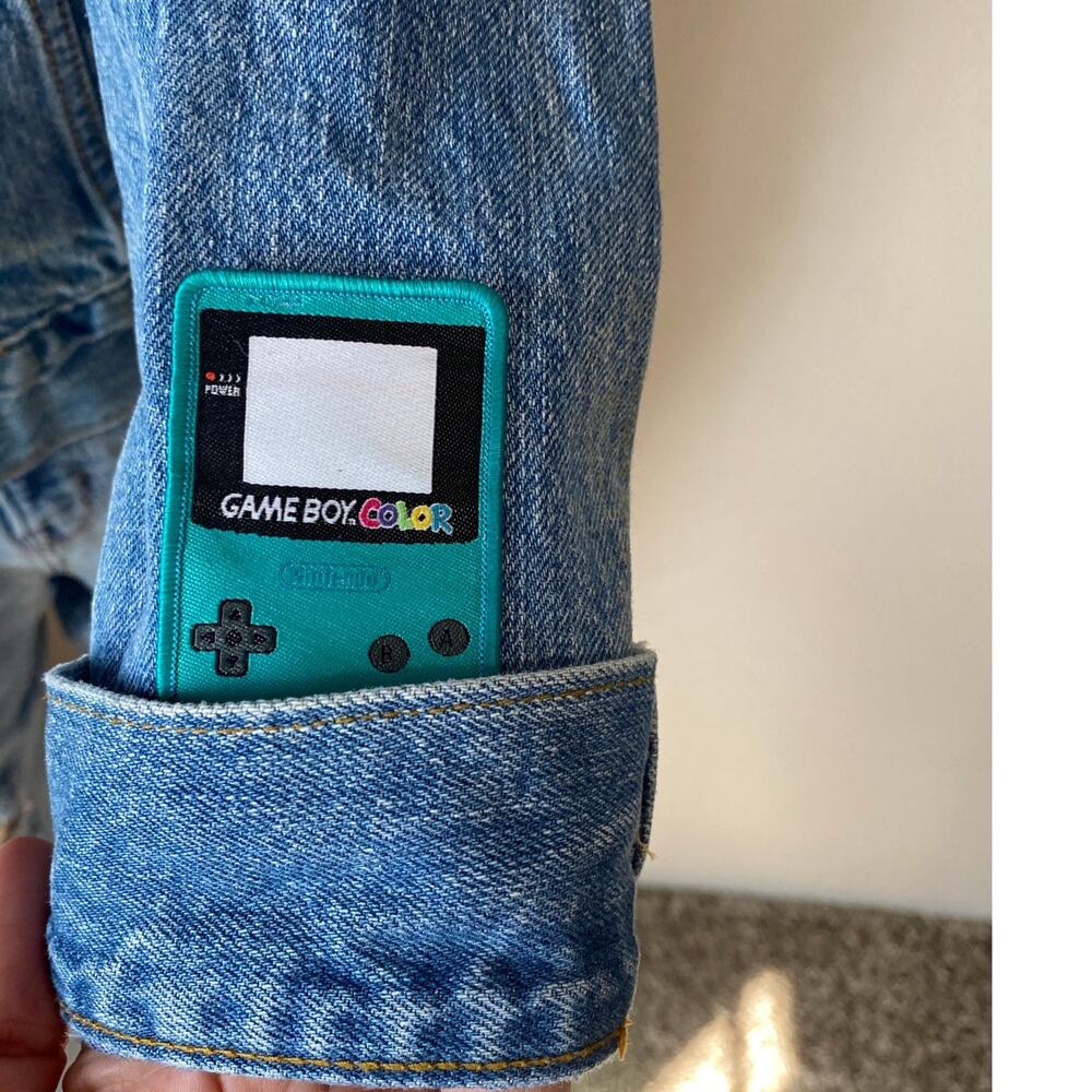 Steve & Barry's Blue Denim Jacket with Band Patches - Picture 5 of 9